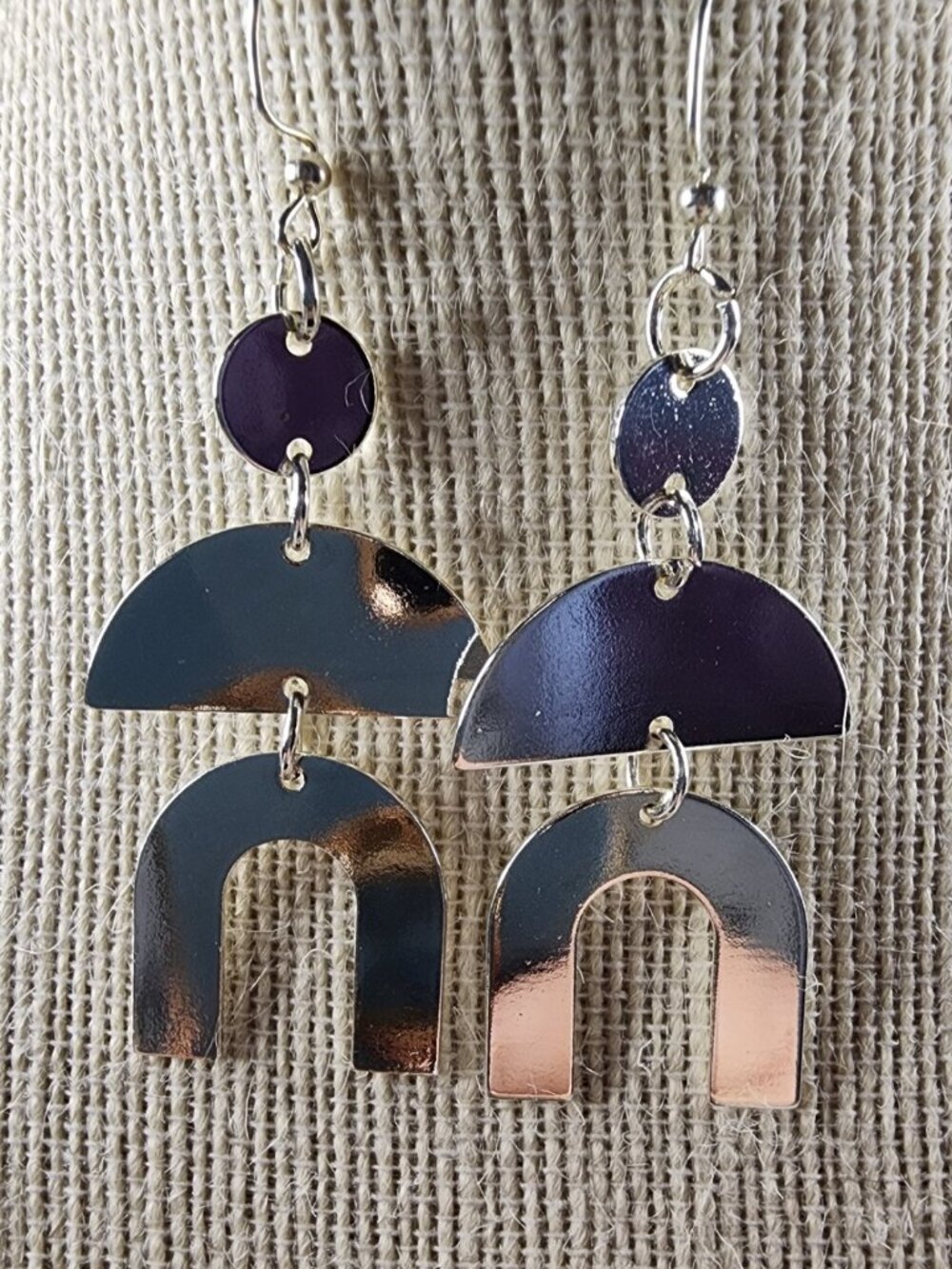Hand-crafted Silver Tone Geometric Drop Earrings